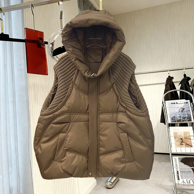 【300斤胖妹妹】欧货复古洋气设计感保暖棉服马甲冬季休闲坎肩马夹