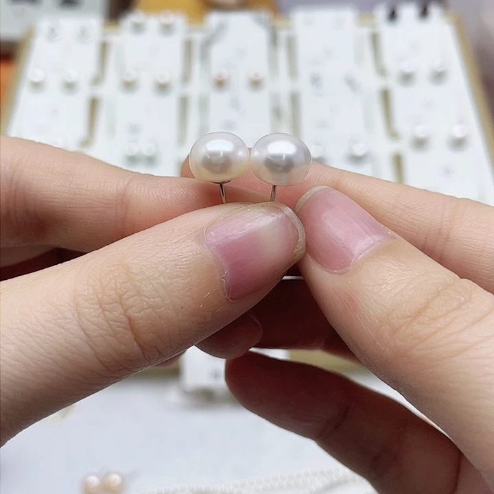 淡水珍珠耳饰银S925镶嵌小*