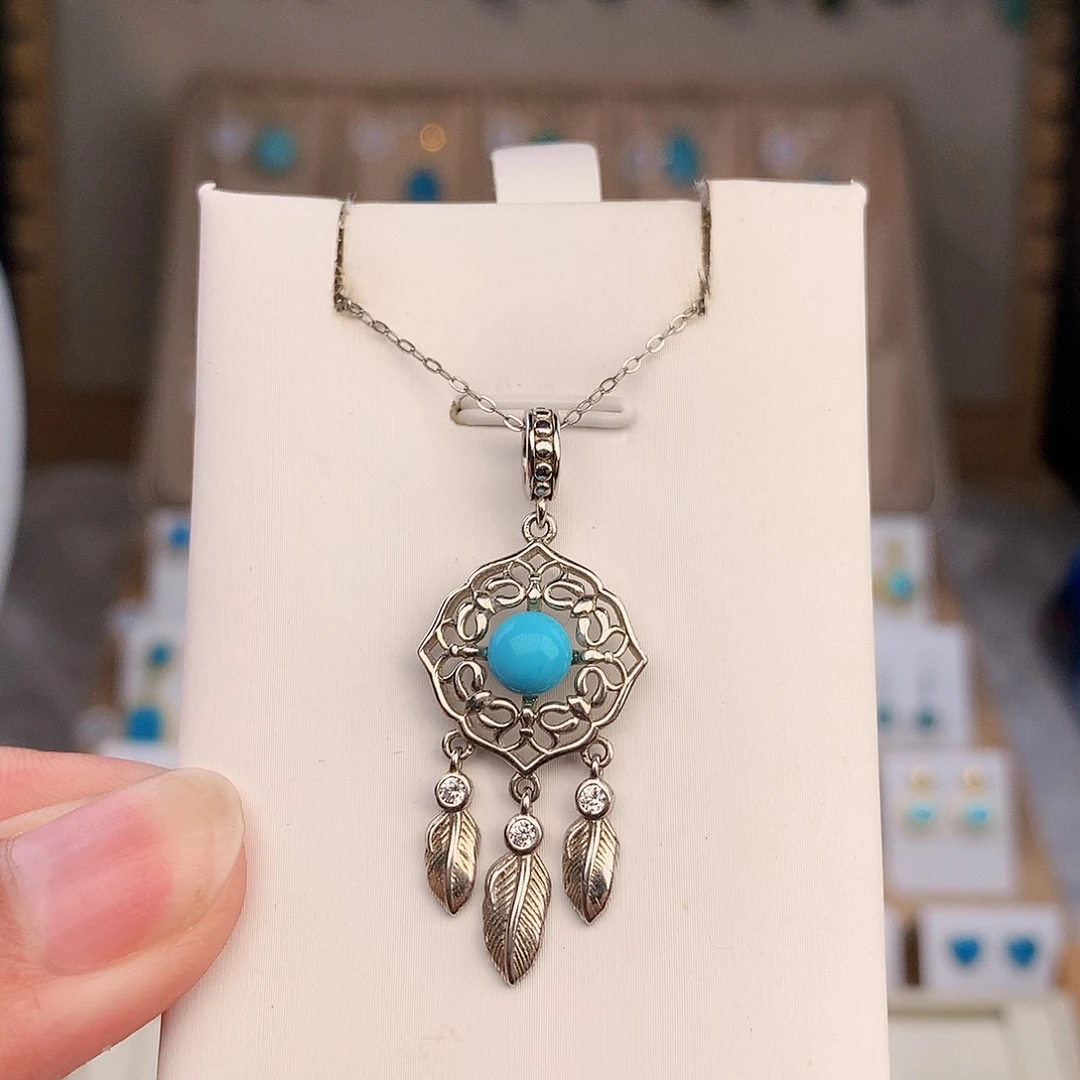 绿松石银S925镶嵌颈饰