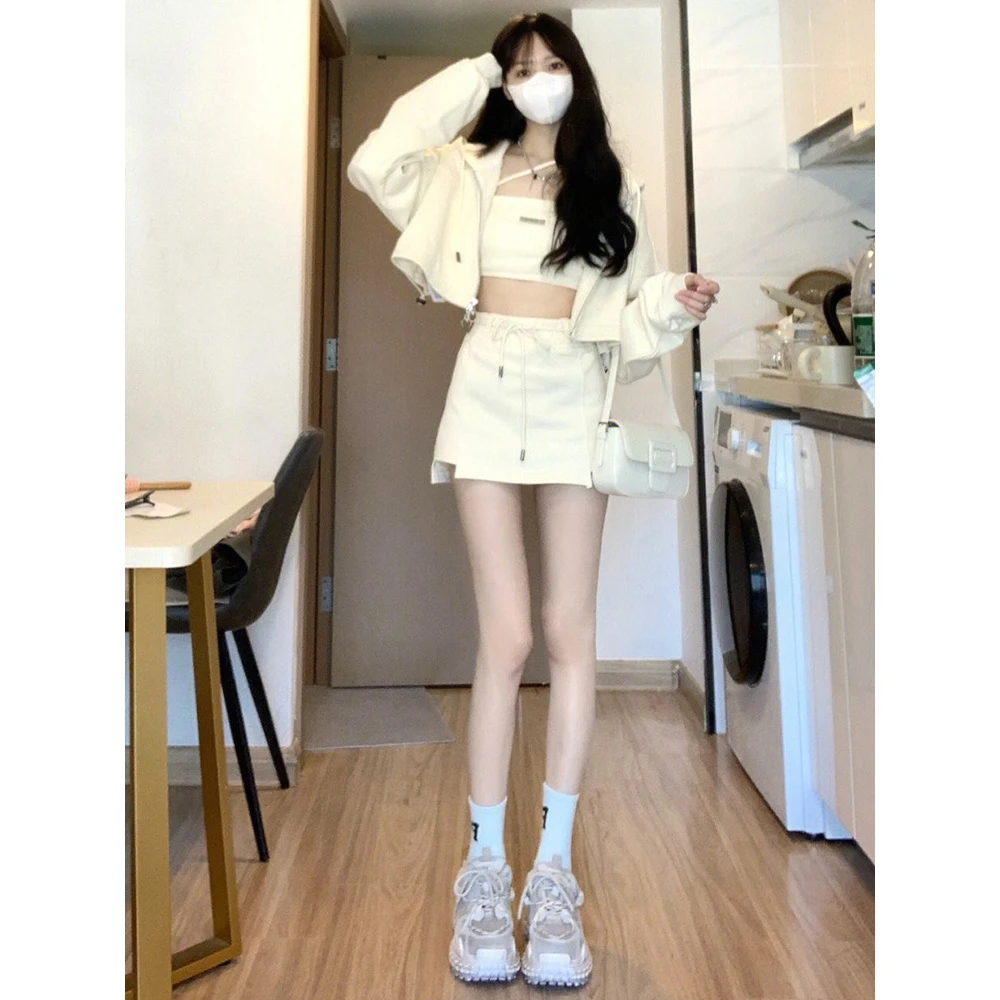 盐系名媛连帽卫衣套装裙女春季2023年新款甜辣妹纯欲风气质两件套