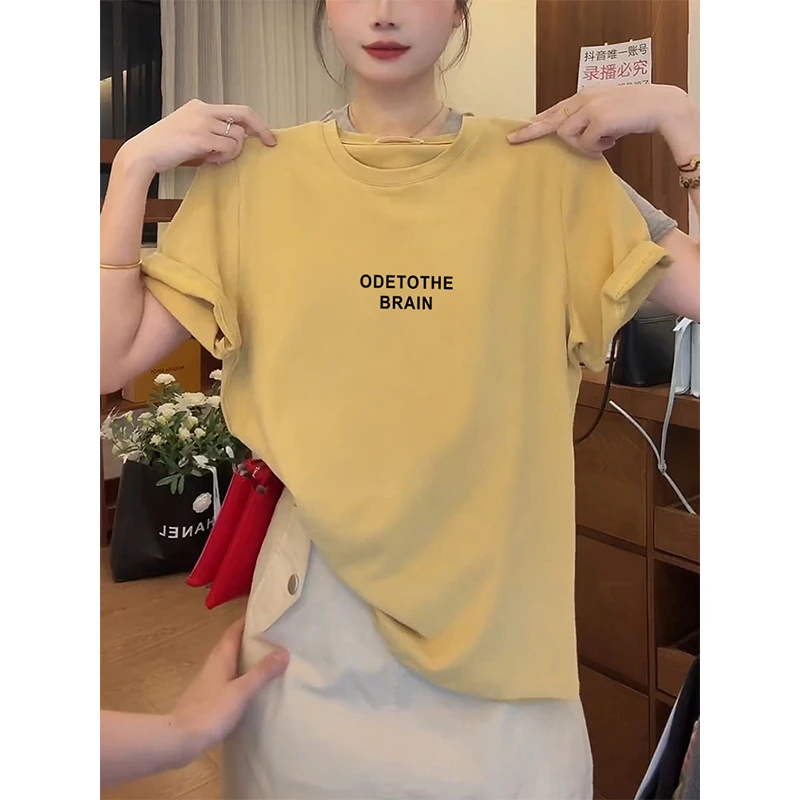 2025年夏季新款时尚百搭短袖T恤女高级感洋气正肩宽松爆款上衣