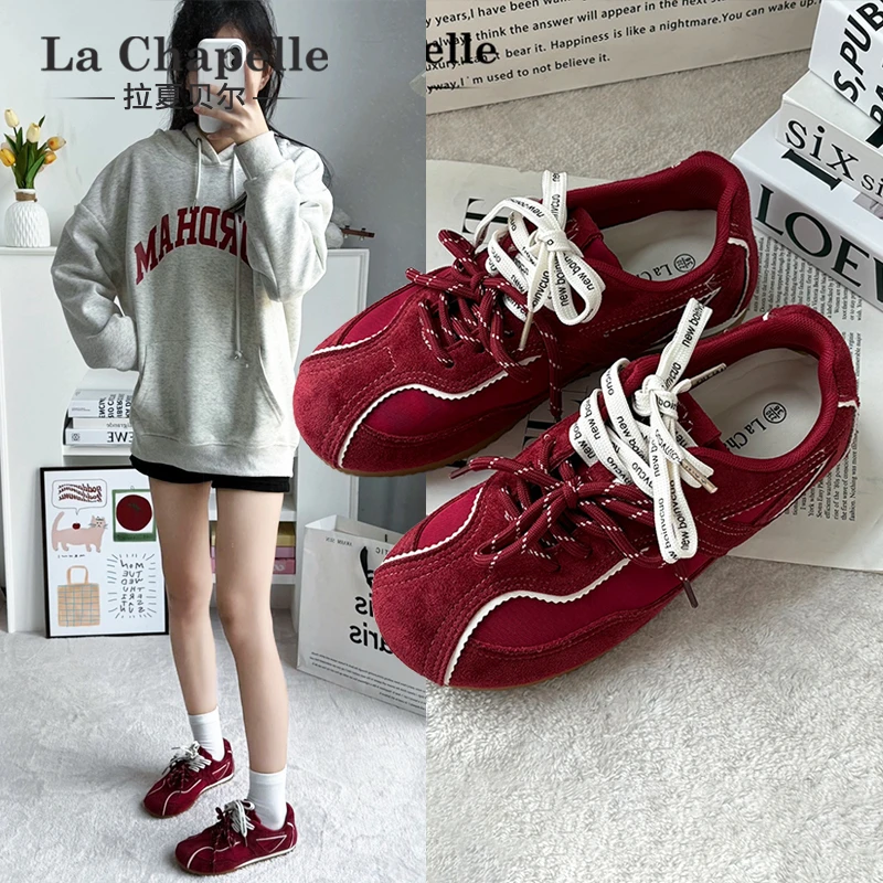 拉夏贝尔德训鞋2025冬季新款内增高百搭时尚休闲美式鞋子明星同款