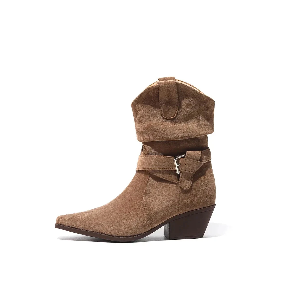 真皮露思同款增高小个子 磨砂复古秋季新款切尔西靴 00292高跟