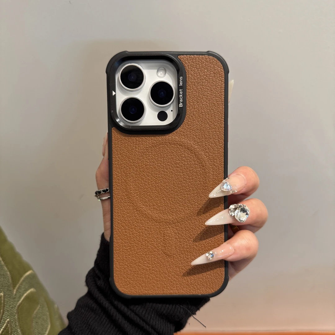 素皮磁吸充电镜头支架适用iphone16promax手机壳15pro苹果16pro套