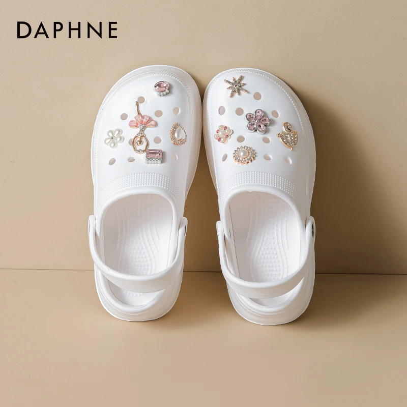 达芙妮女鞋高颜值厚底增高洞洞鞋新款夏季外穿百搭休闲沙滩凉拖鞋