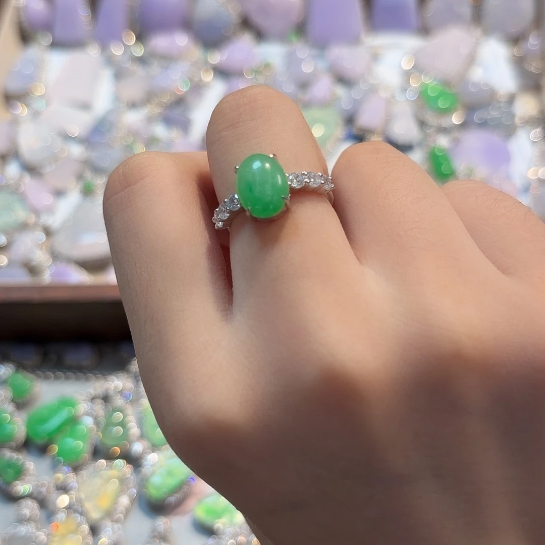 翡翠银S925镶嵌戒指