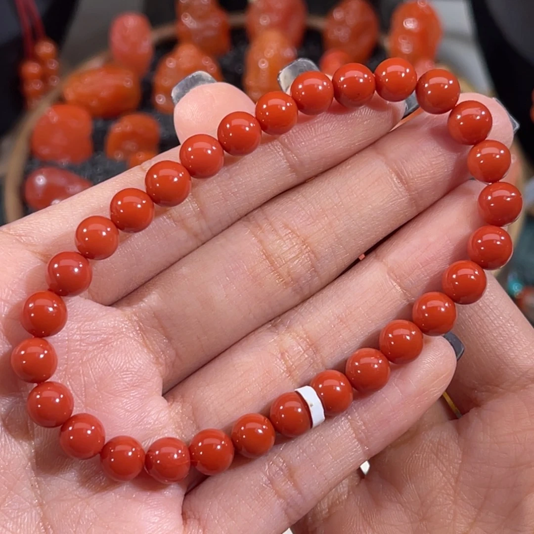 未镶嵌阿东寨老南红圆珠手串 6.8mm南红玛瑙