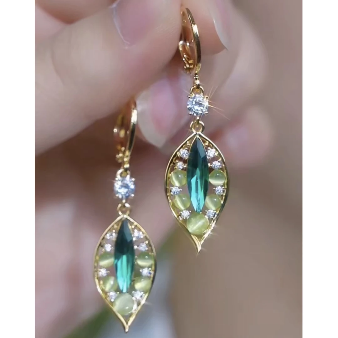 铜合金耳饰 新款轻奢【金枝玉叶】优雅气质时尚百搭耳环0320