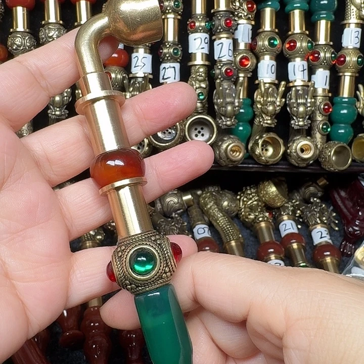 黄铜绿色烟锅1.6公分