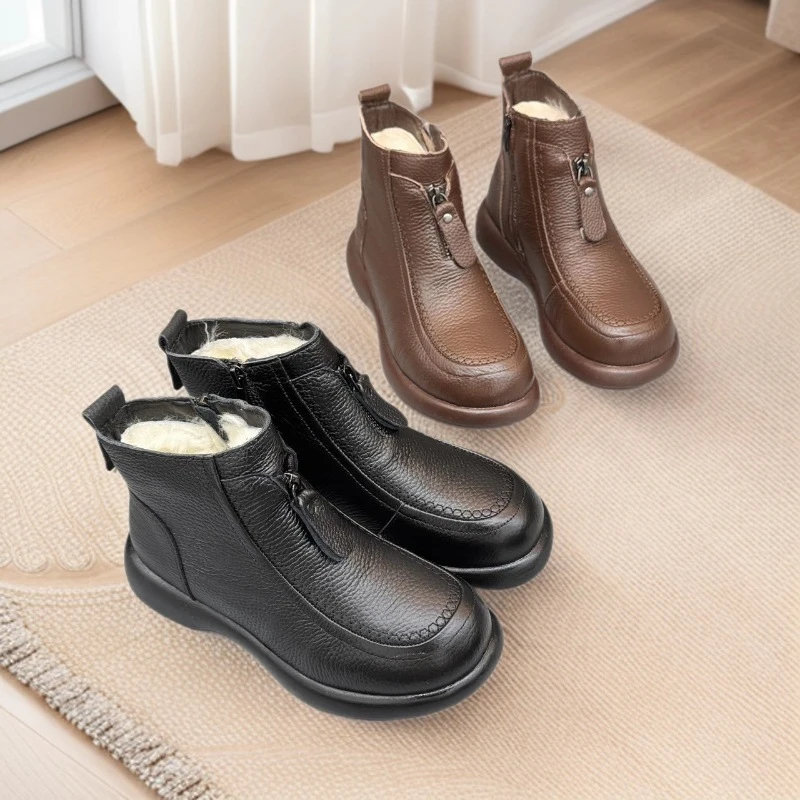 厚底加绒保暖马丁靴女2025年冬季新款复古时尚妈妈靴迷1513