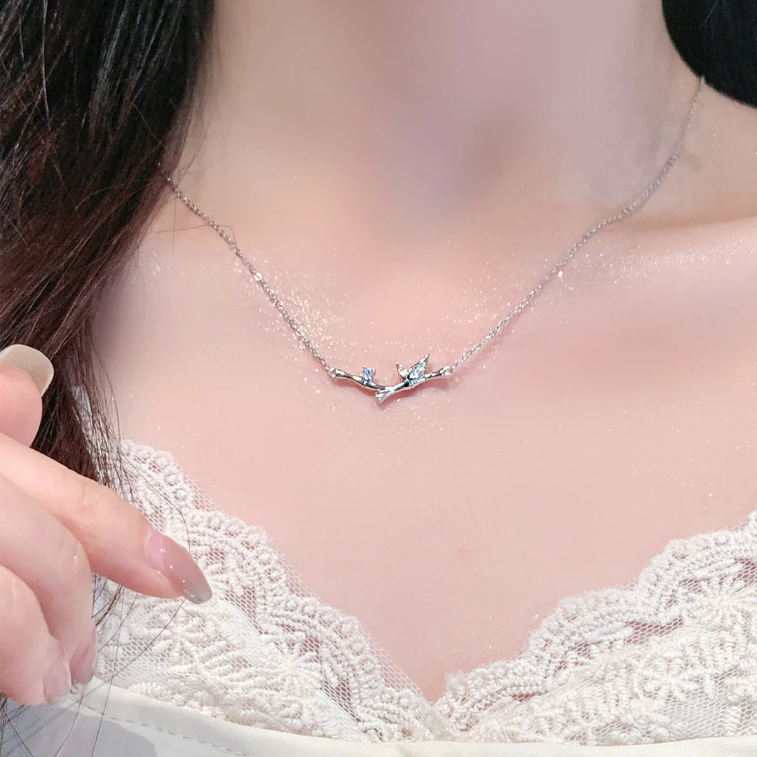 坠链均足银锆石 999竹够项链女款2025新款国风新年送女友闺蜜礼物