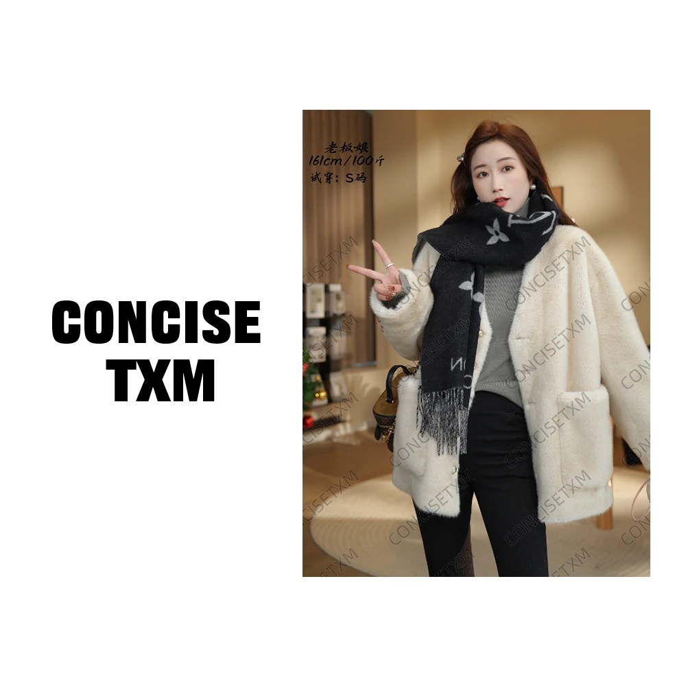 【唐小木】韩系气质仿貂毛皮草外套 冬季百搭时尚保暖外套  M0695