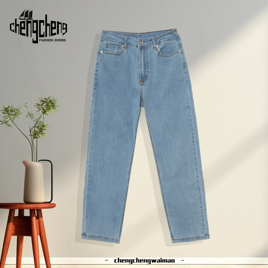 潮裤小脚设计感小脚做旧水洗牛仔裤蓝色女士舒适休闲百搭PA-N377
