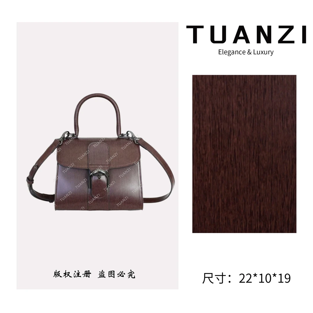 TUANZI『Brilliant』 德家新款马蹄扣手提斜挎女包 FES-6083-棕色