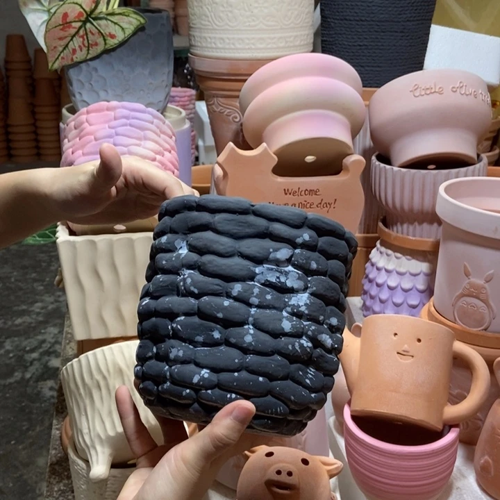 15×15泼墨石头盆 粗陶1个