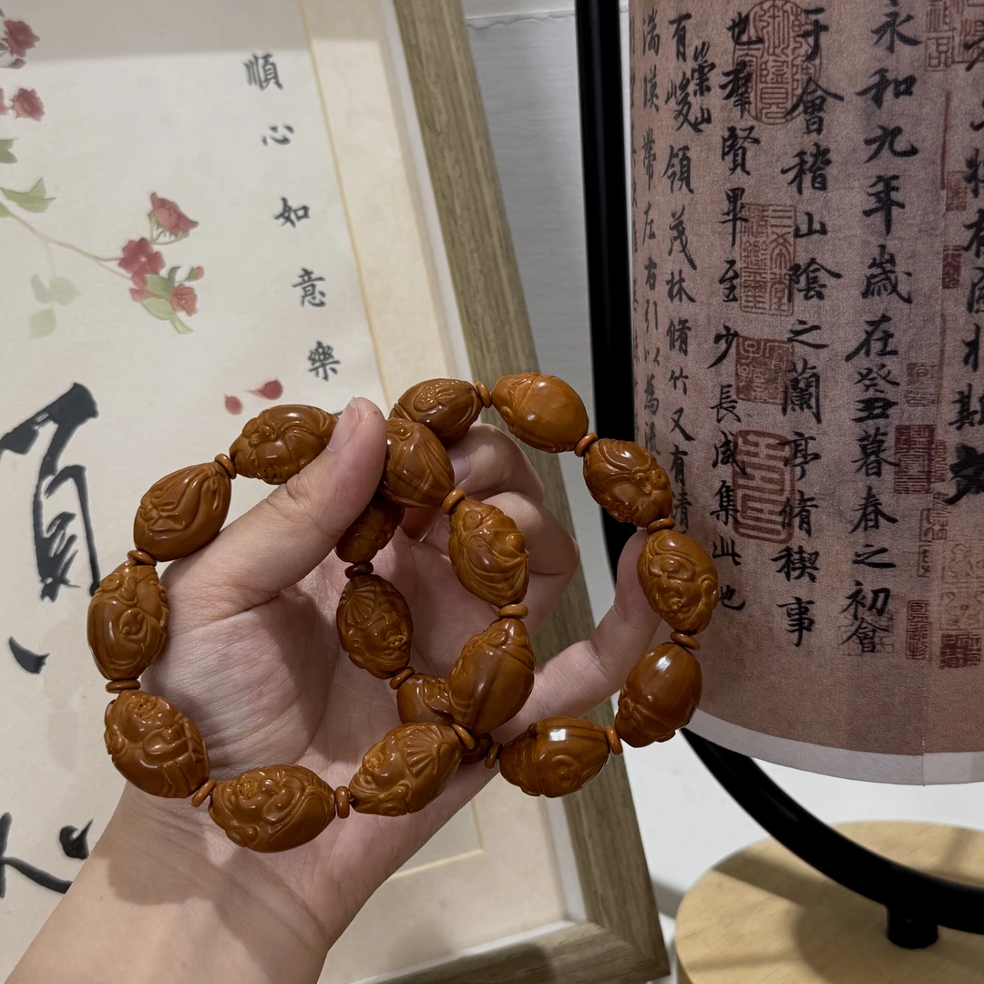 橄榄核胖财神精工雕刻手串