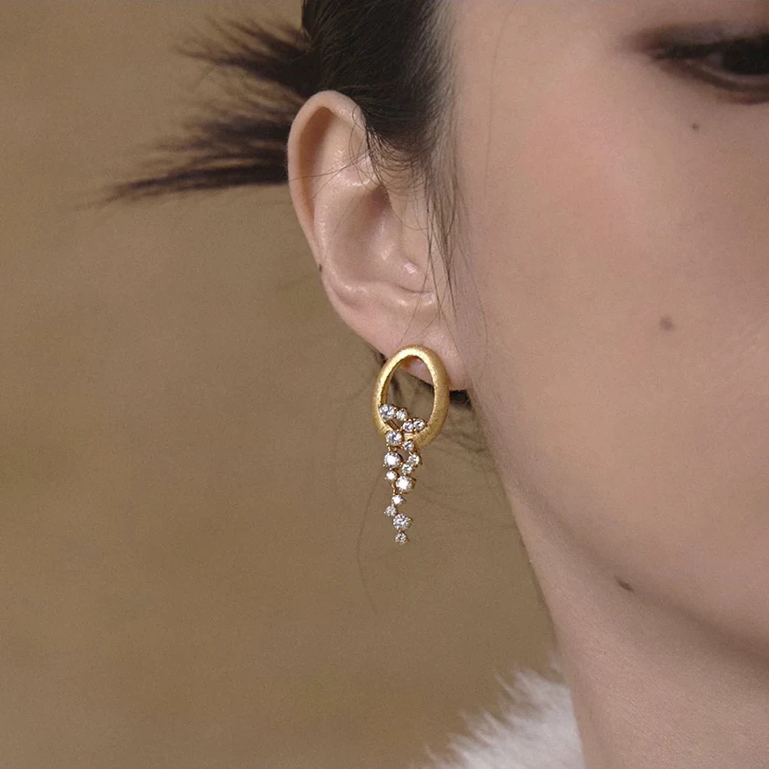 铜合金锆石耳饰 春晚明星同款新中式耳钉
