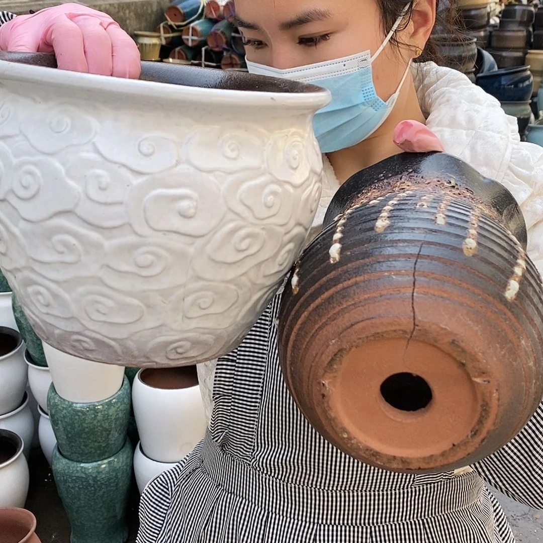 紫砂花盆大瑕疵烧裂
