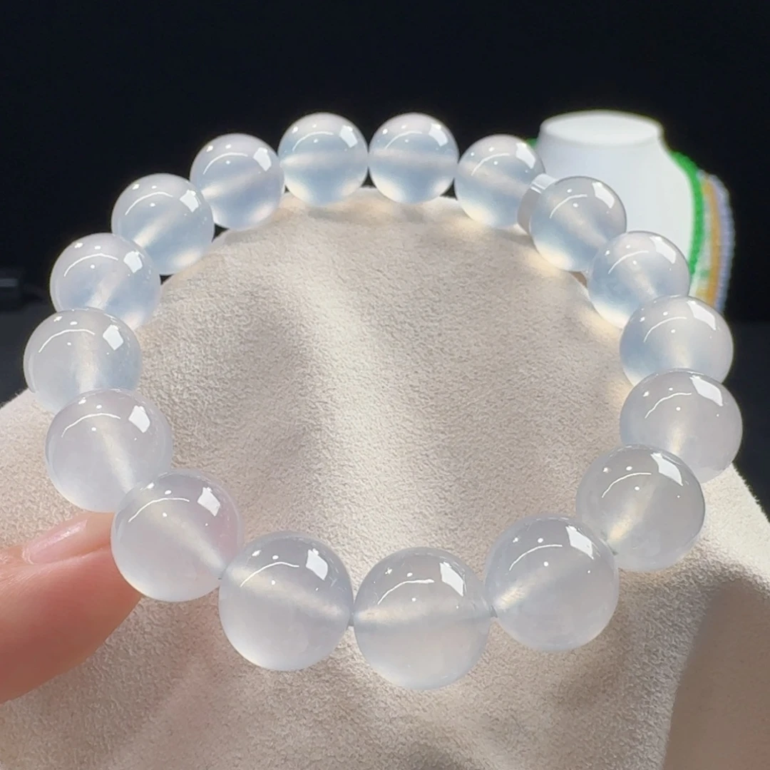 翡翠未镶嵌手链炸光！！巨巨巨美！玻璃种白月光单圈卡11.8mm