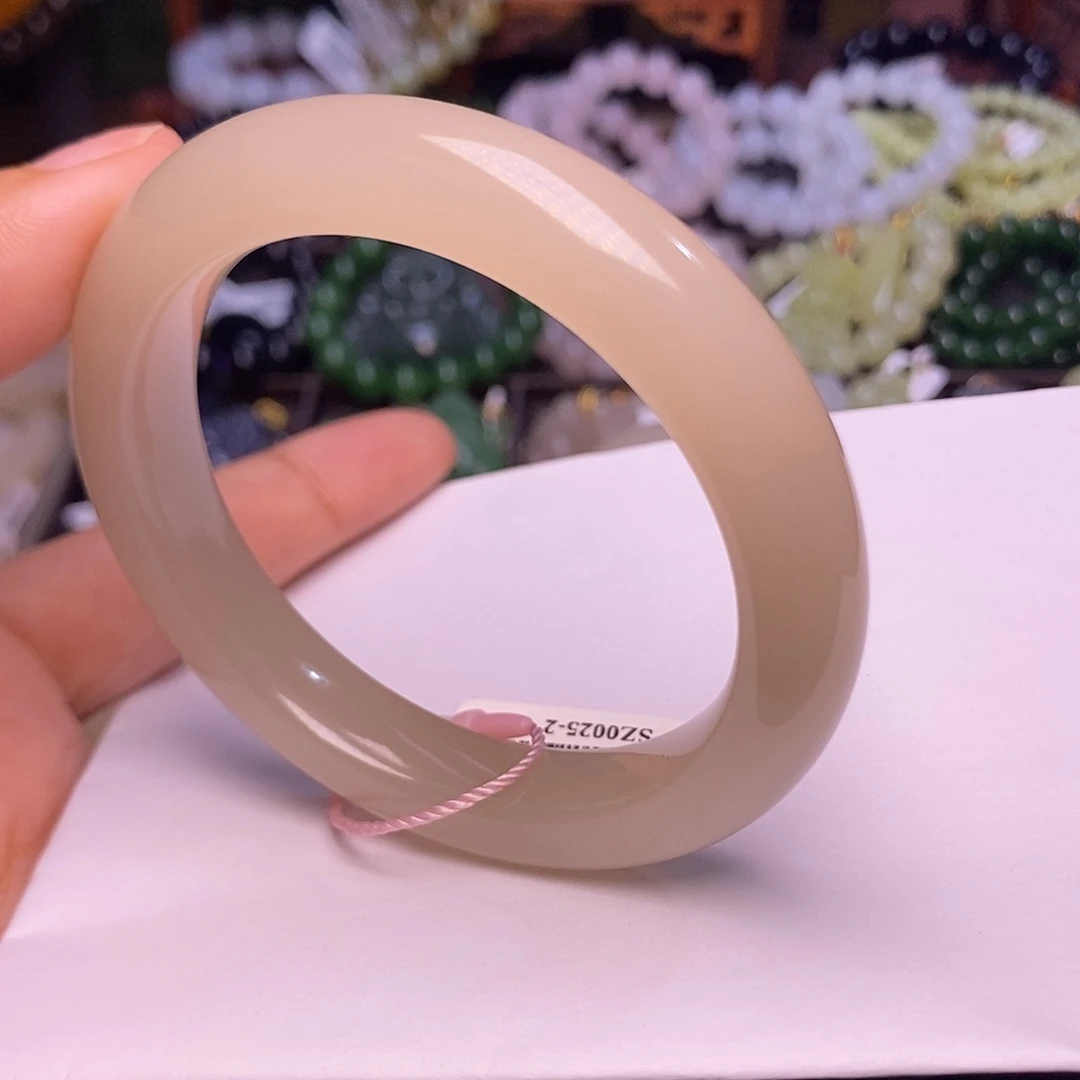 和田玉未镶嵌颈饰藕粉老矿料红粉收藏手镯58圈