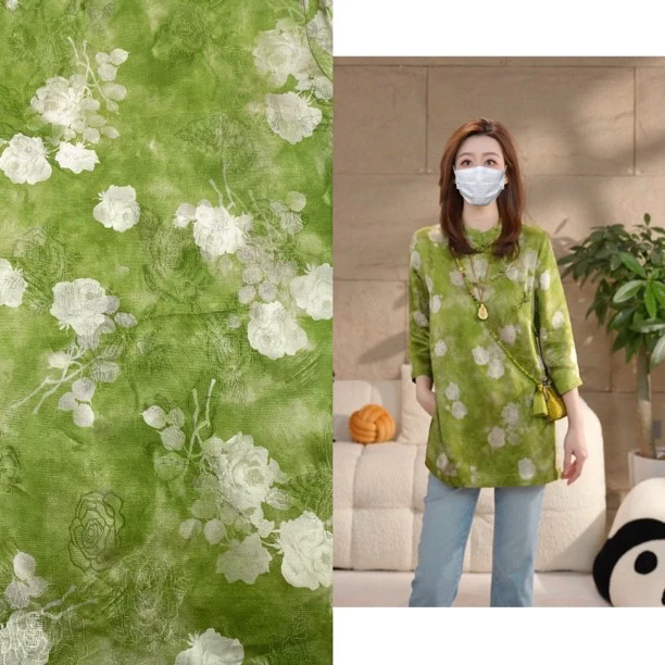 Miss.Z【茉莉】新中式人丝提花立领盘扣衬衫#c6011