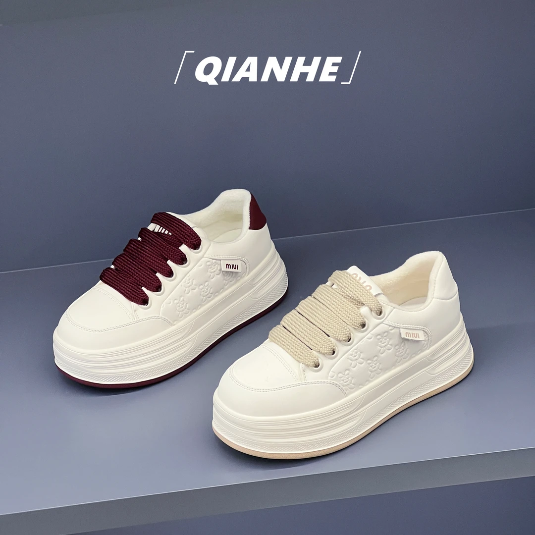 「Qan'h千合女鞋」•加绒板鞋 百搭运动休闲小白鞋（2022）