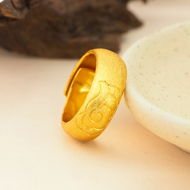 铜合金锆石戒指 新款祥云戒指男款中国风百搭开口指环结婚饰品