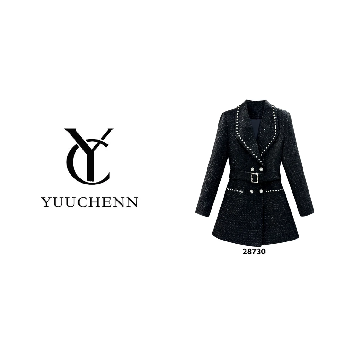 YUUCHENN  时尚气质高级轻奢小香长款外套 28730