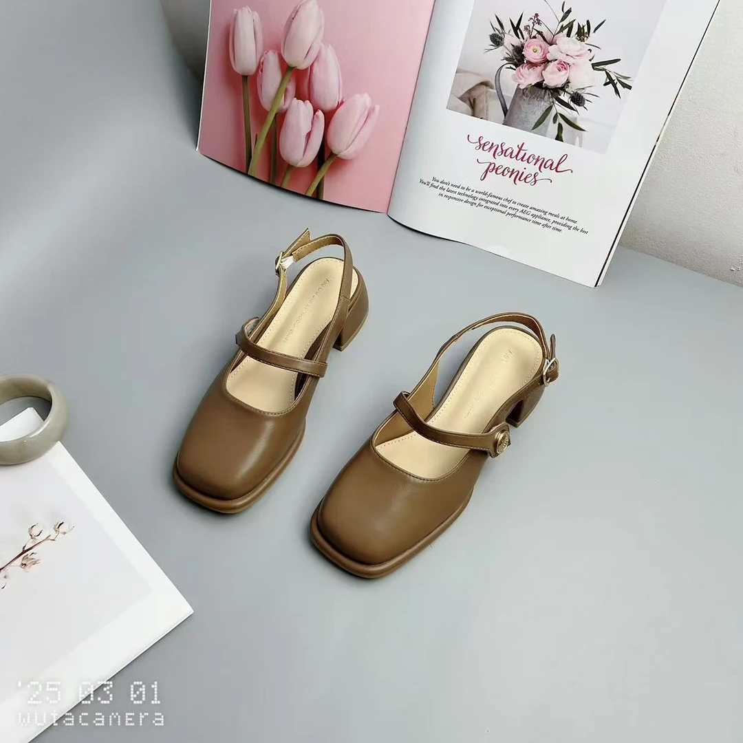 268-09  新款法式气质百搭时尚粗跟包头凉鞋
