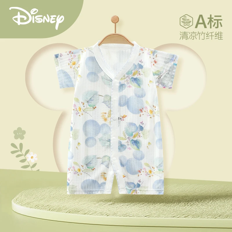 Disney/迪士尼婴儿连体衣竹纤维夏装新生儿衣服夏季短袖哈衣爬服