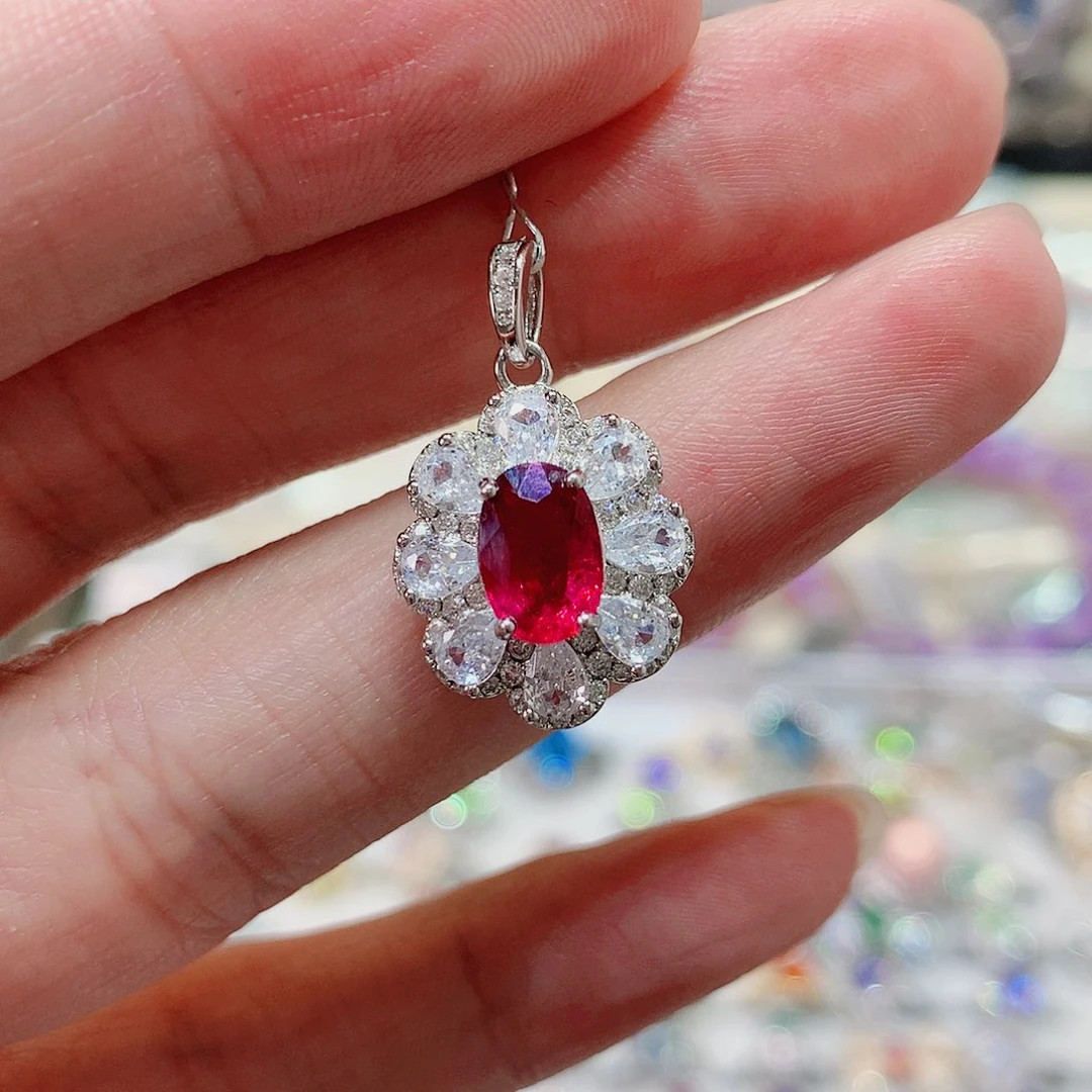 碧玺吊坠赠链银S925镶嵌