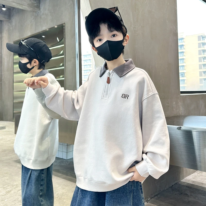 男童POLO衫卫衣秋冬款2025新款中大童儿童冬装男孩加绒冬季上衣潮
