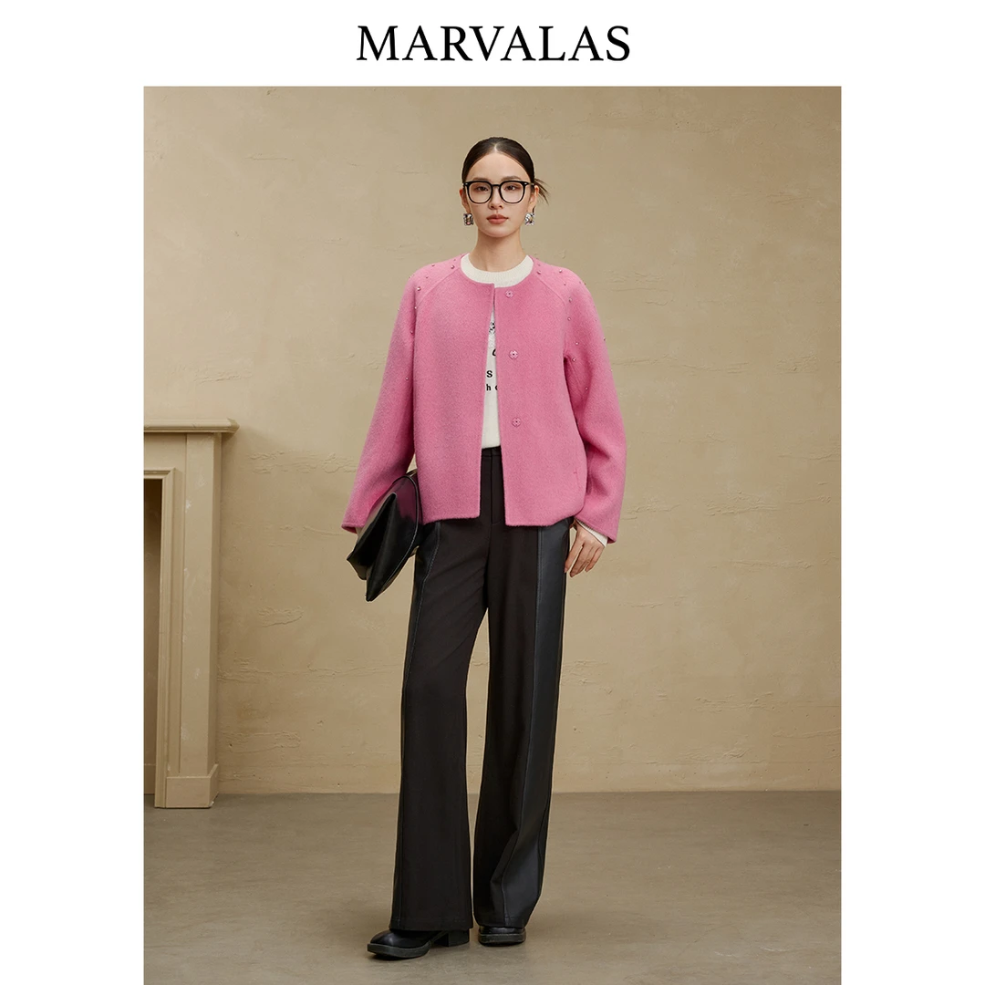 【小铃铛】曼德诗绵羊毛毛呢外套时尚减龄大衣气质百搭短外套女