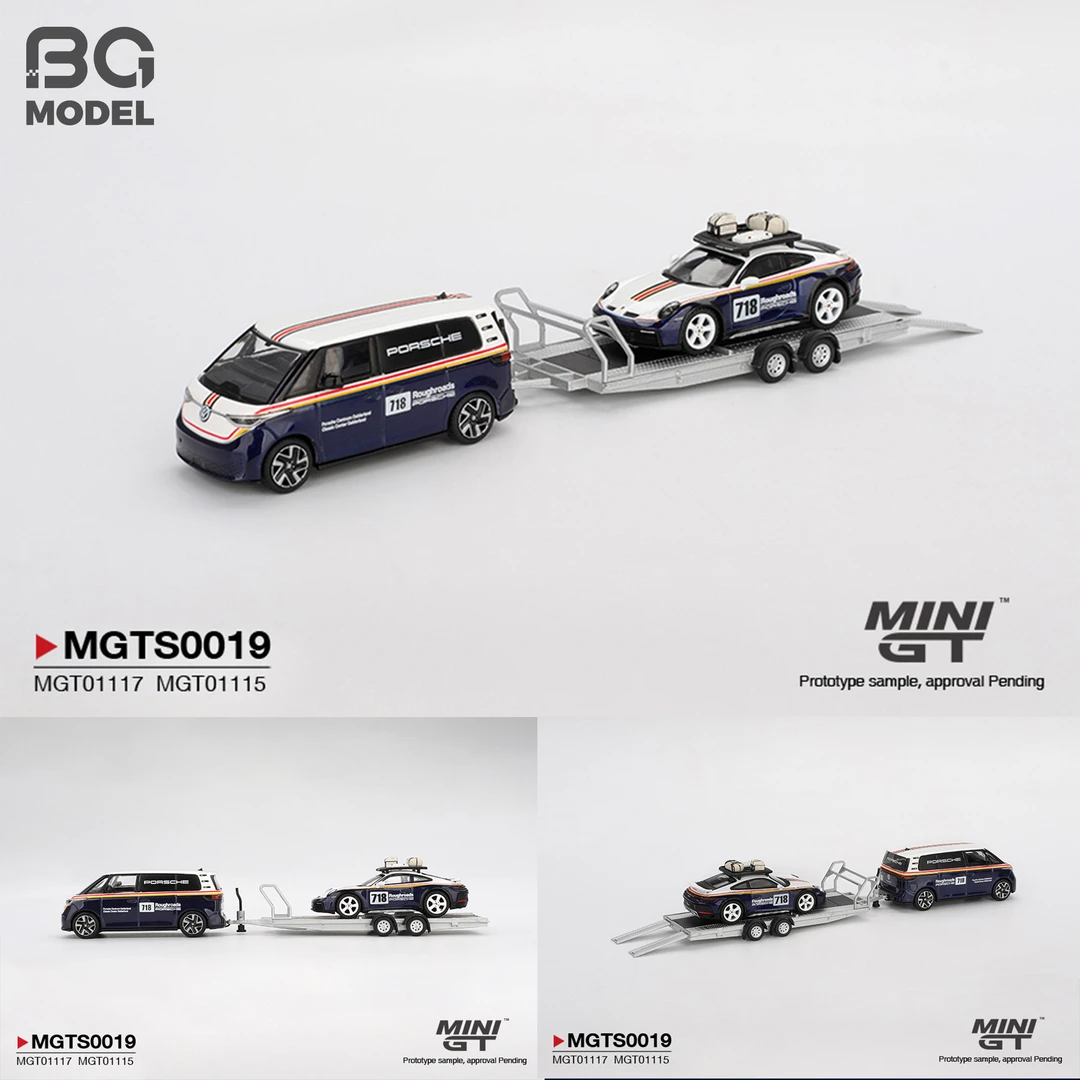 MINIGTS0019 1:64保时捷911 Dakar#718 ID. Buzz套装合金汽车模型