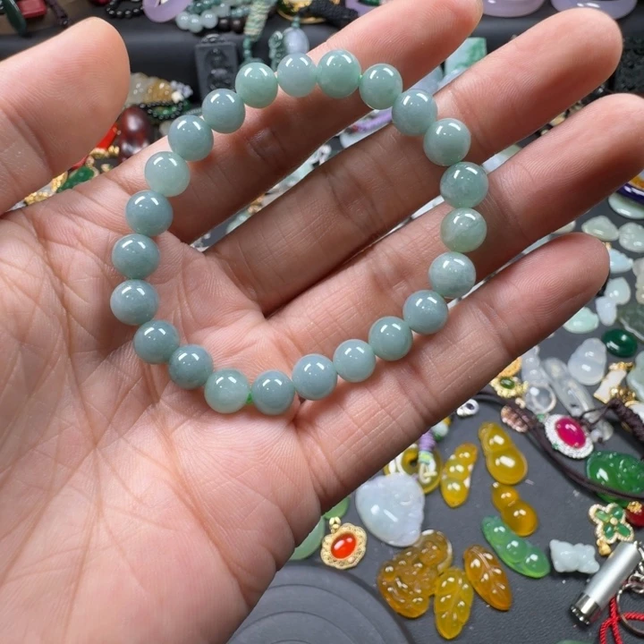 一***牙未镶嵌手串翡翠卡8纯天然翡翠手串