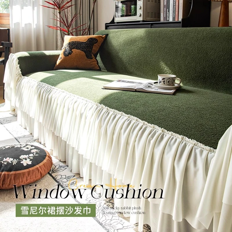 复古雪尼尔沙发盖布巾2025新款四季通用全包沙发垫直排一片式盖毯