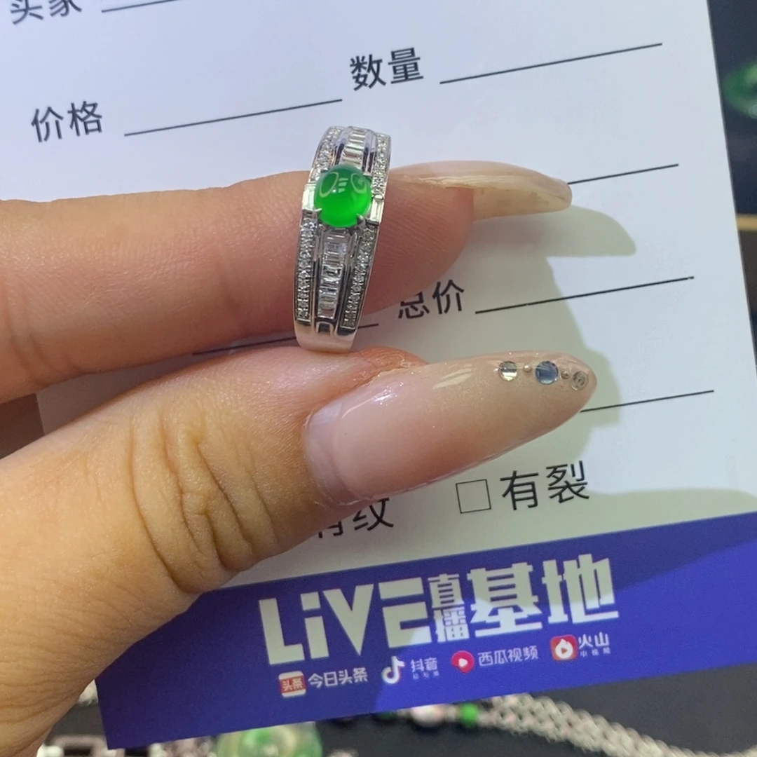 专***伤翡翠18K金镶嵌颈饰