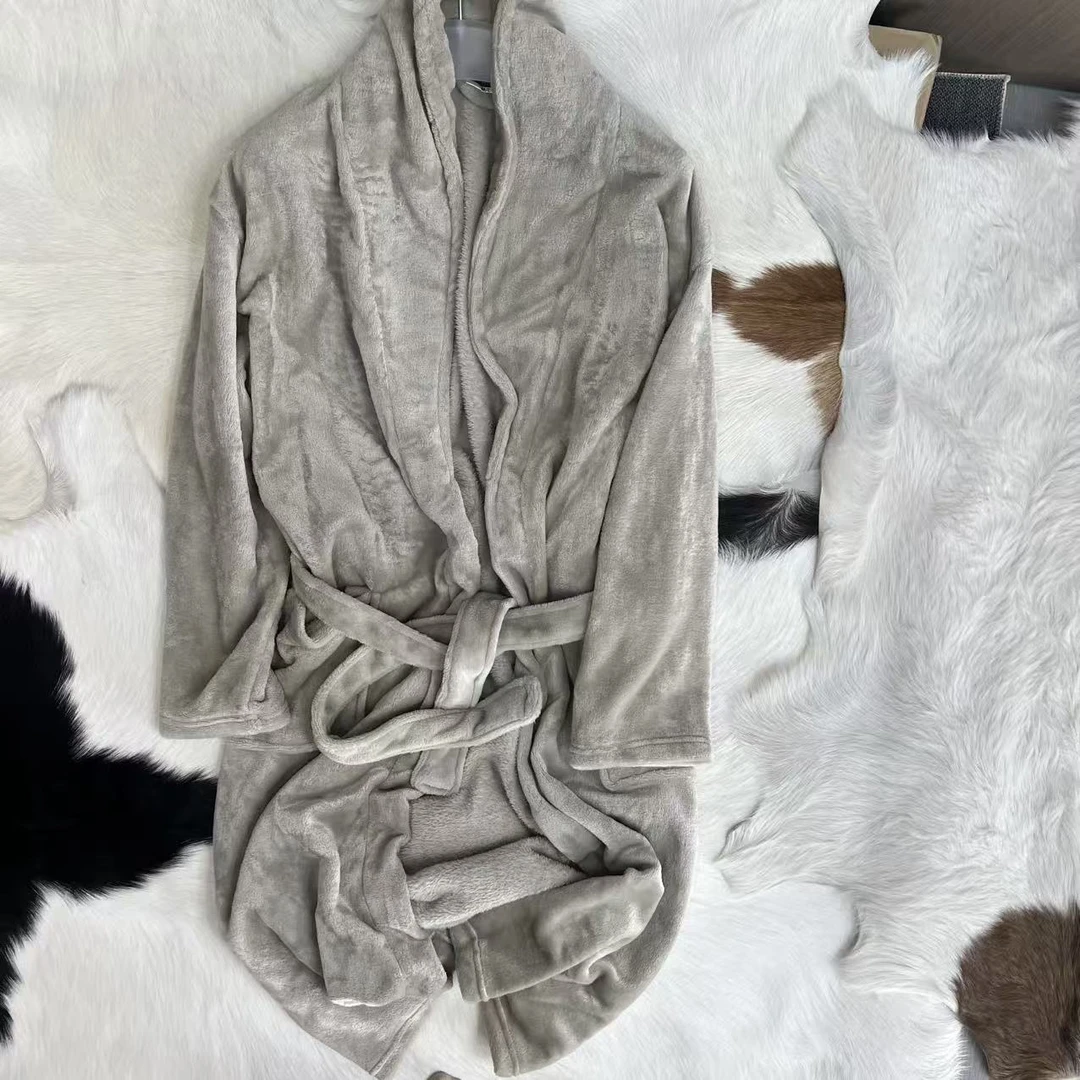 北欧订单 OEKO-TEX 纺织环保认证法兰绒再生纤维情侣睡衣睡袍外套