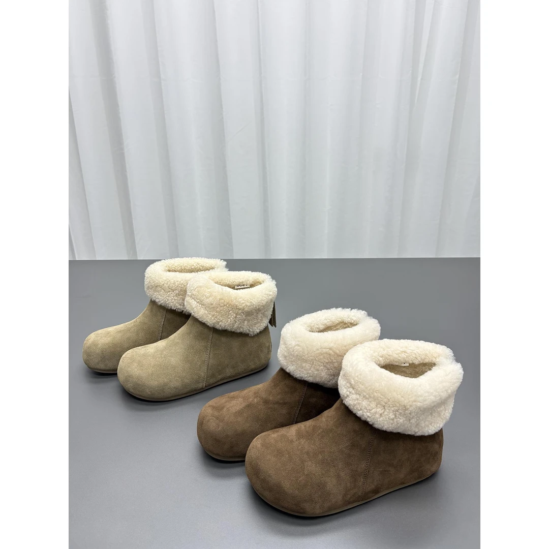 【万达撤柜】真皮羊毛雪地靴女2025冬季新款拉炼加厚保暖舒适厚底防