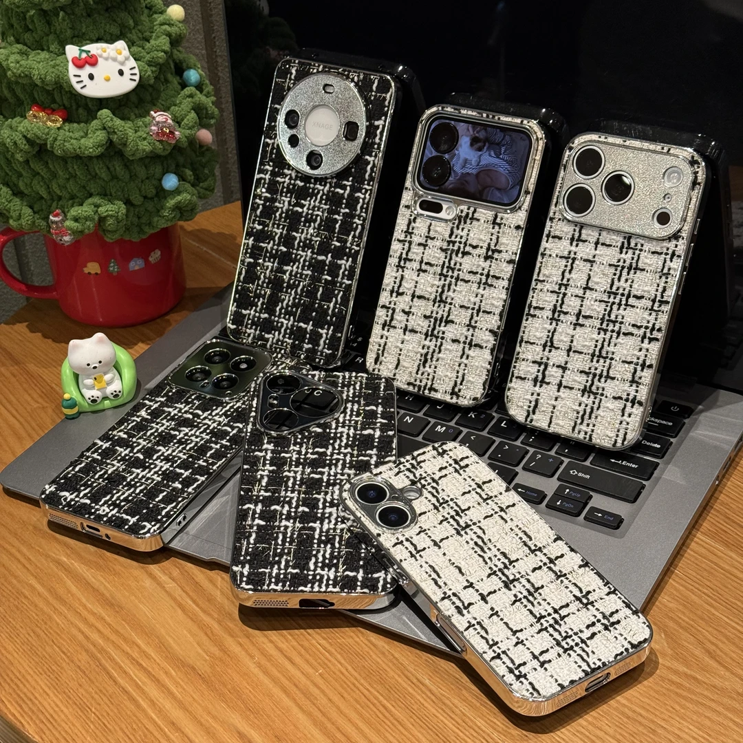 雅天立复古小香风绒布适用苹果17/16秋冬手机壳华为vivo小米oppo