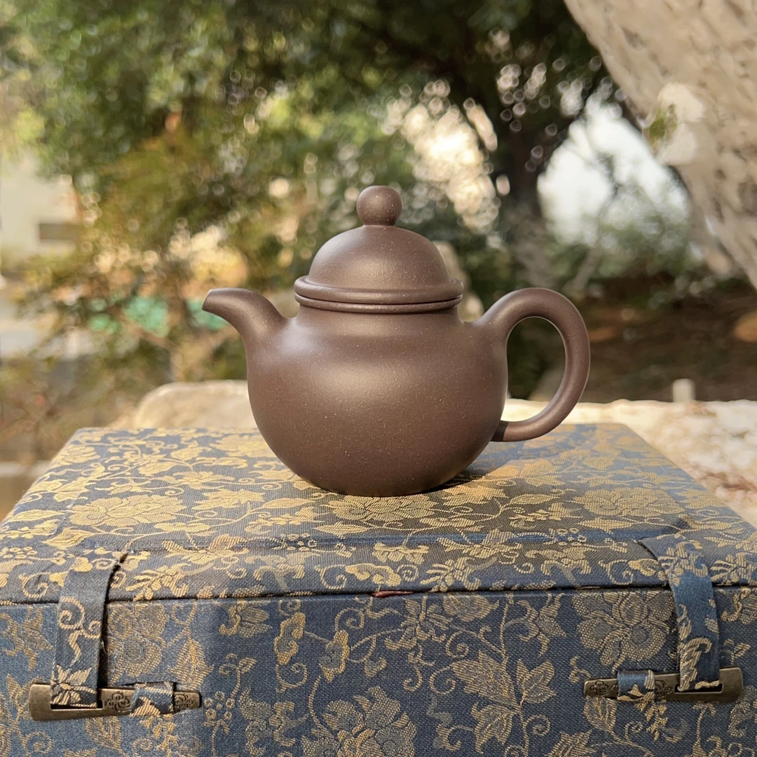 原矿天青泥寿珍掇球壶高温煤气窑烧制150cc手制