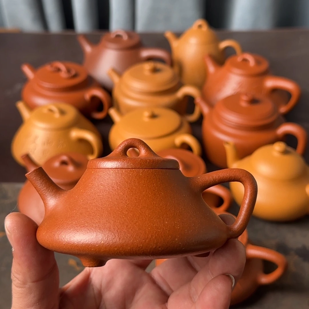 紫砂茶壶没**。精挑宝山红降坡竹瓢光素135cc