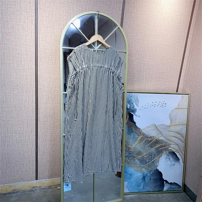 K469黑白格子孕妇衣裙M90-130 L140 XL150