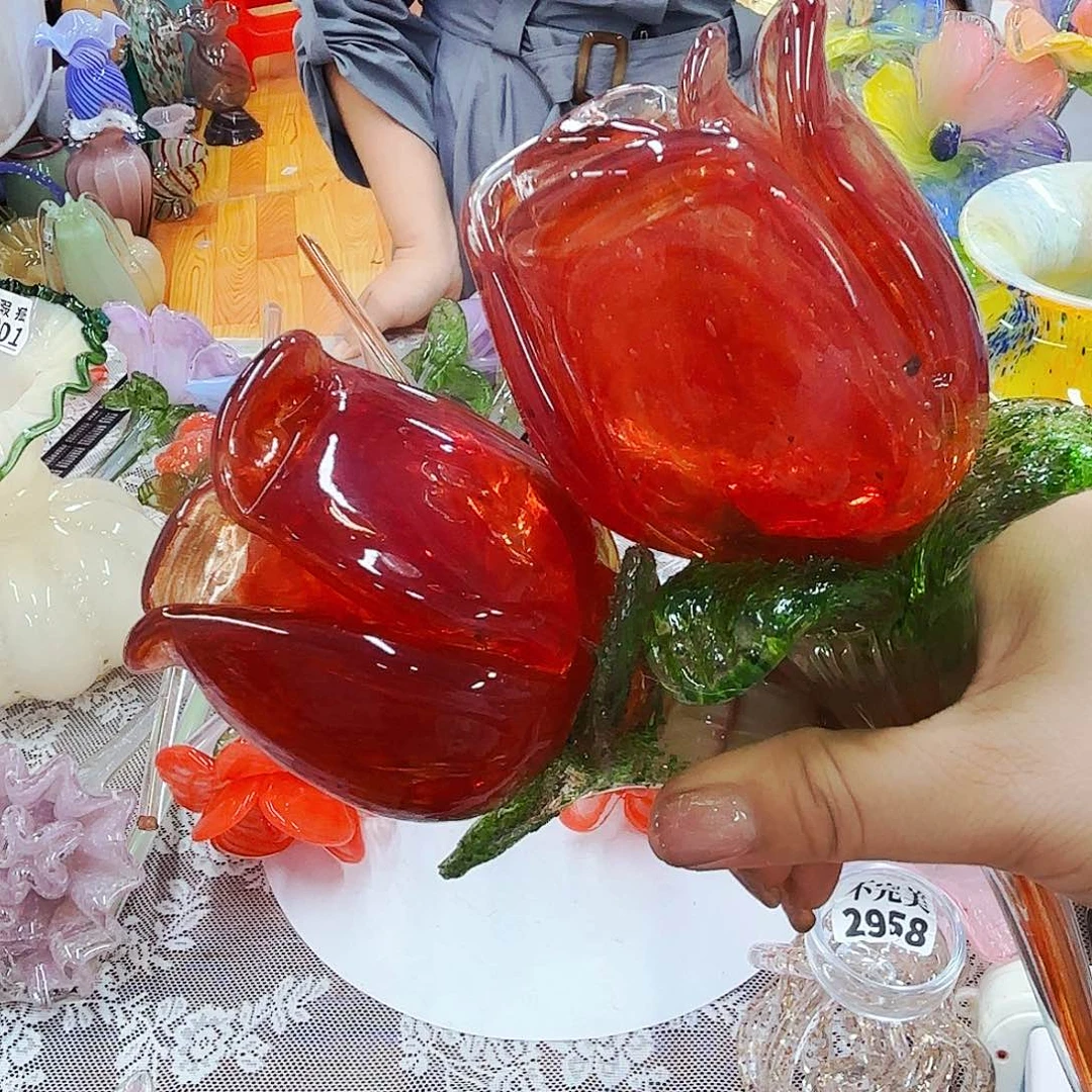 一对瑕疵不退不换琉璃花瓶花器艺术品