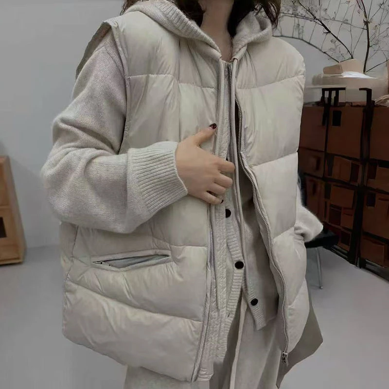 领口抽绳设计棉马甲短外套女2025秋冬新款宽松百搭加厚保暖背心潮