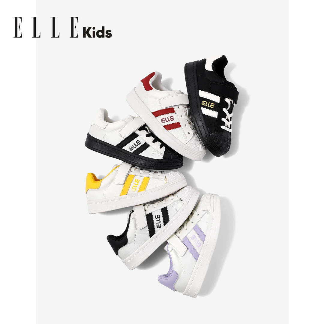 ELLE KIDS童鞋女童时尚板鞋2025男童秋季款儿童耐磨贝壳鞋休闲鞋