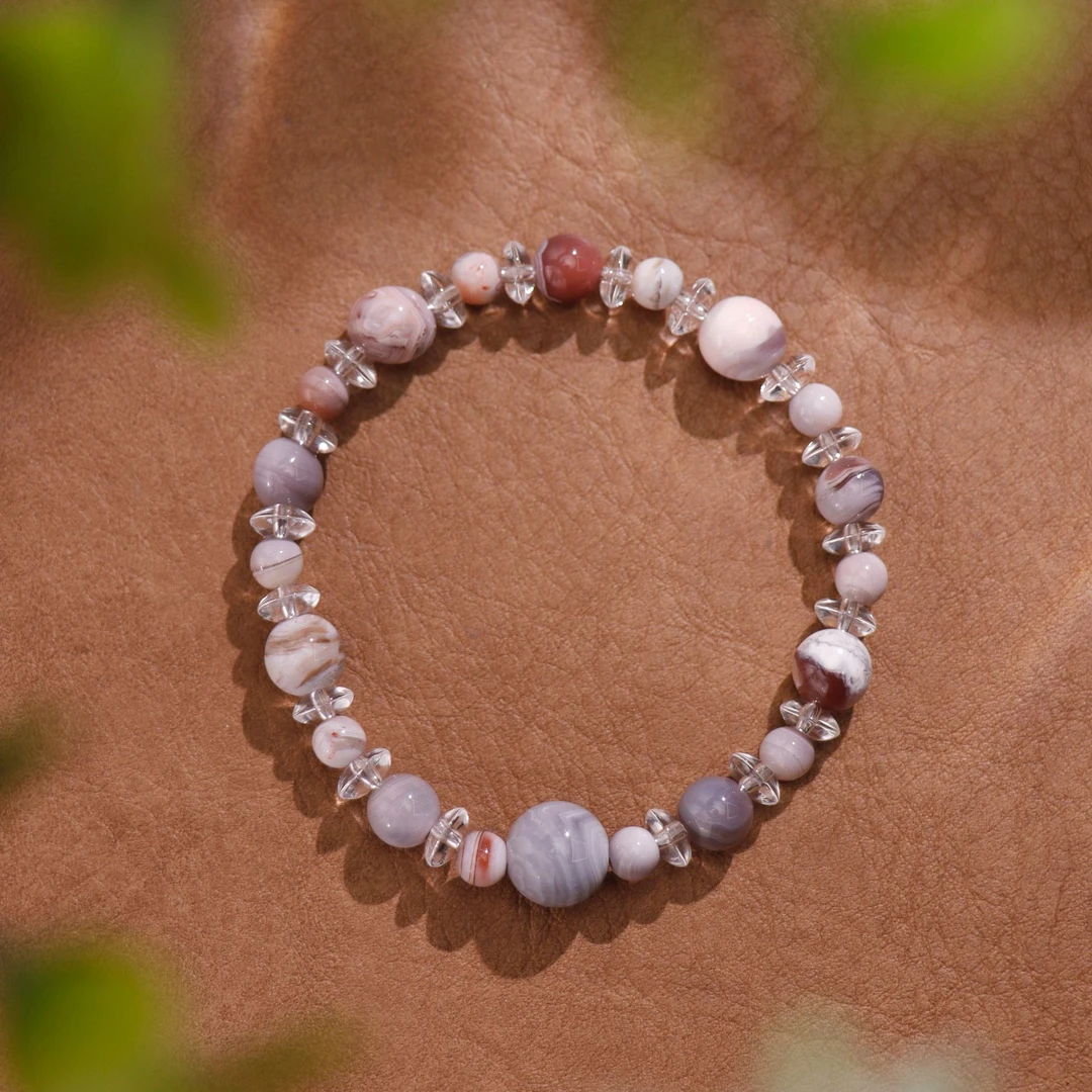 【雪樱洛】波斯湾玛瑙&白水晶手串7mm默认微瑕{多样性发其一}