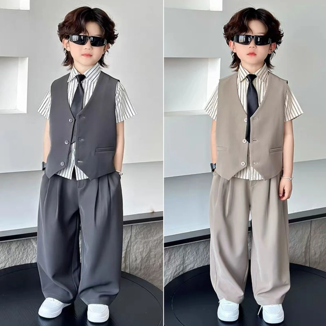 韩版男童夏季套装夏季男童西装礼服小少爷西服花童生日衣服六一儿