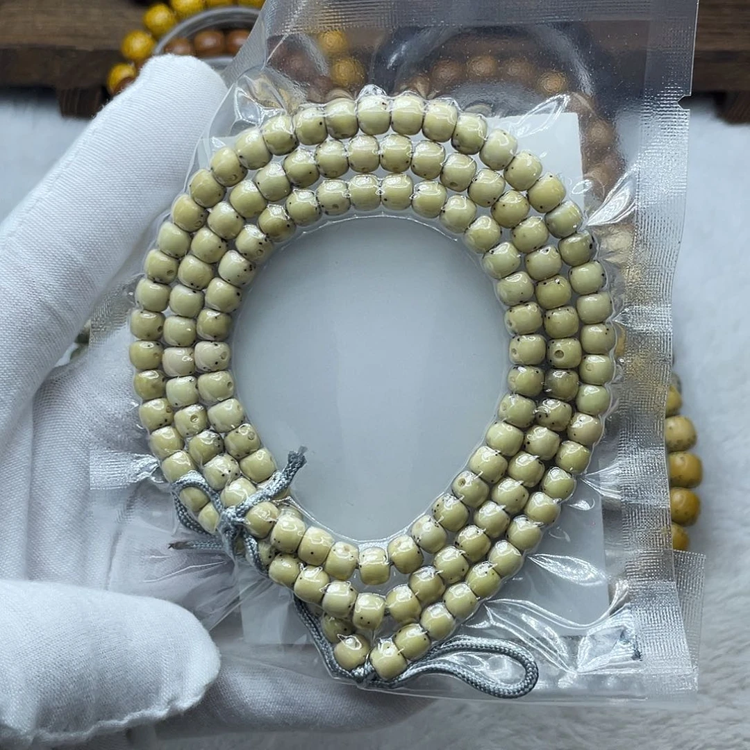 星月菩提手串原生态骨瓷白6✖️5通体留白108长串