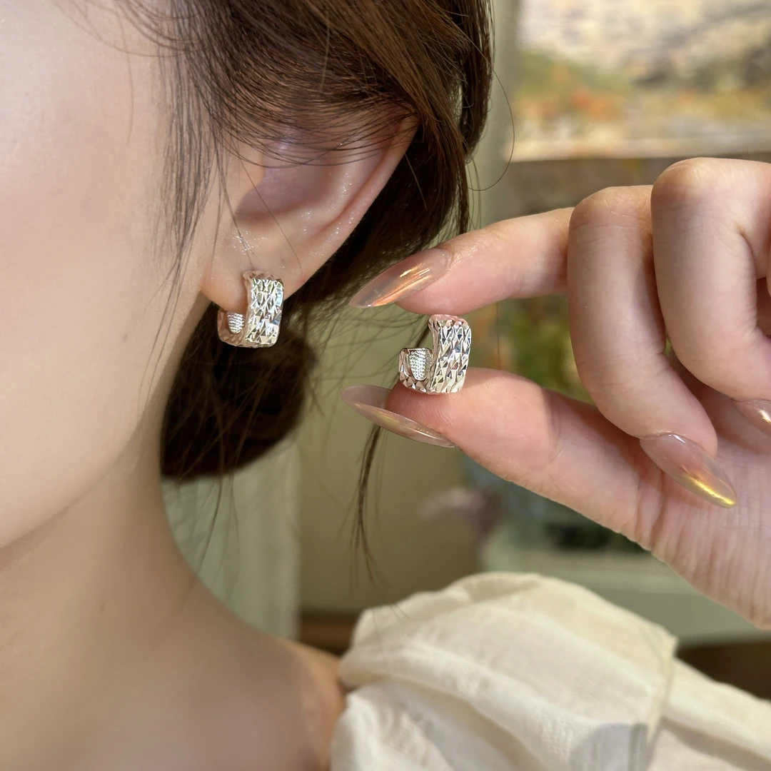 简约ins冷淡风不规则褶皱肌理感小众设计耳饰A-31